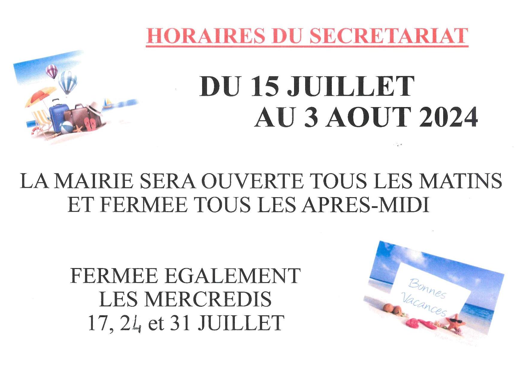 Horaire d'&eacute;t&eacute;