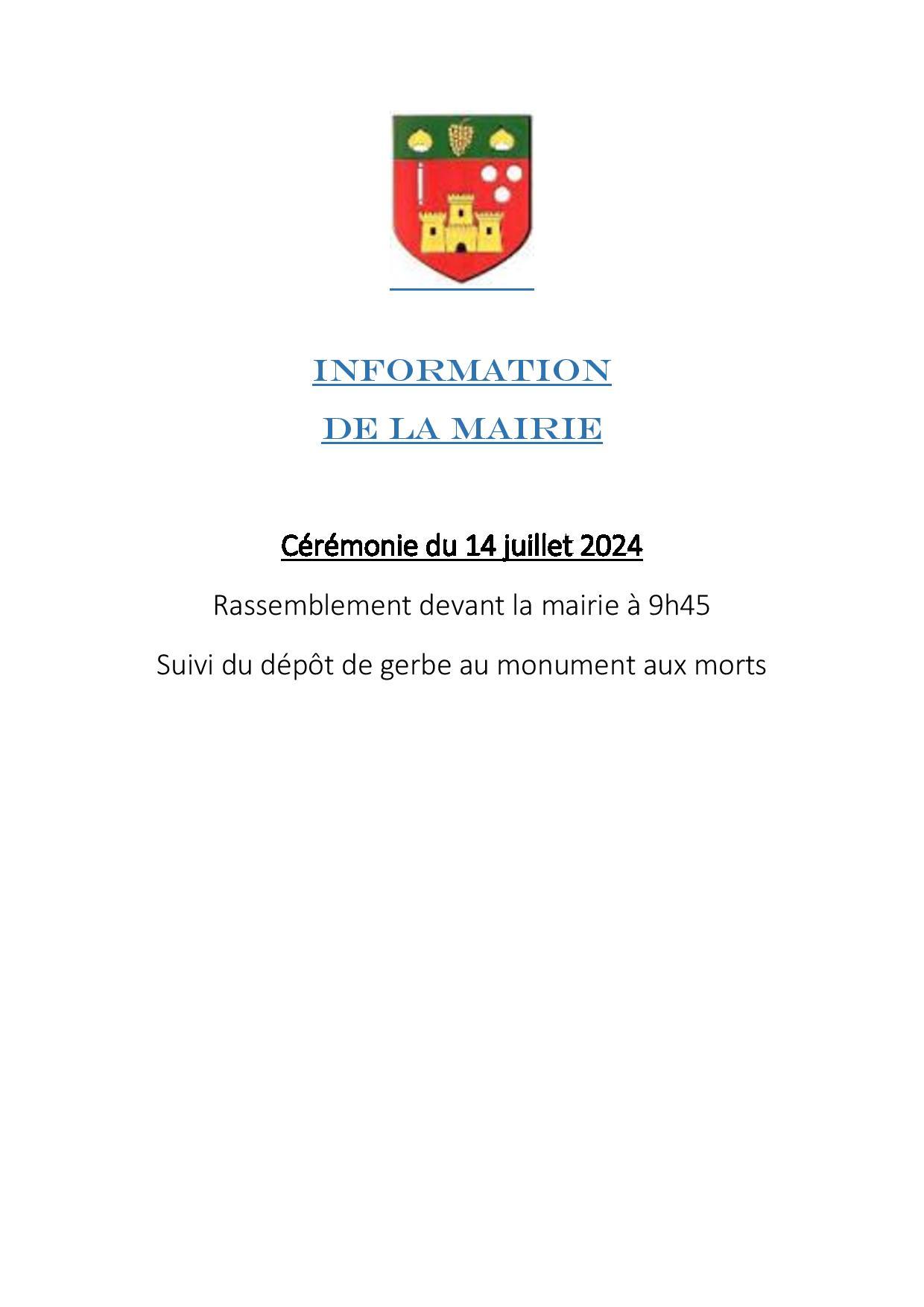 c&eacute;r&eacute;monie 14 juillet