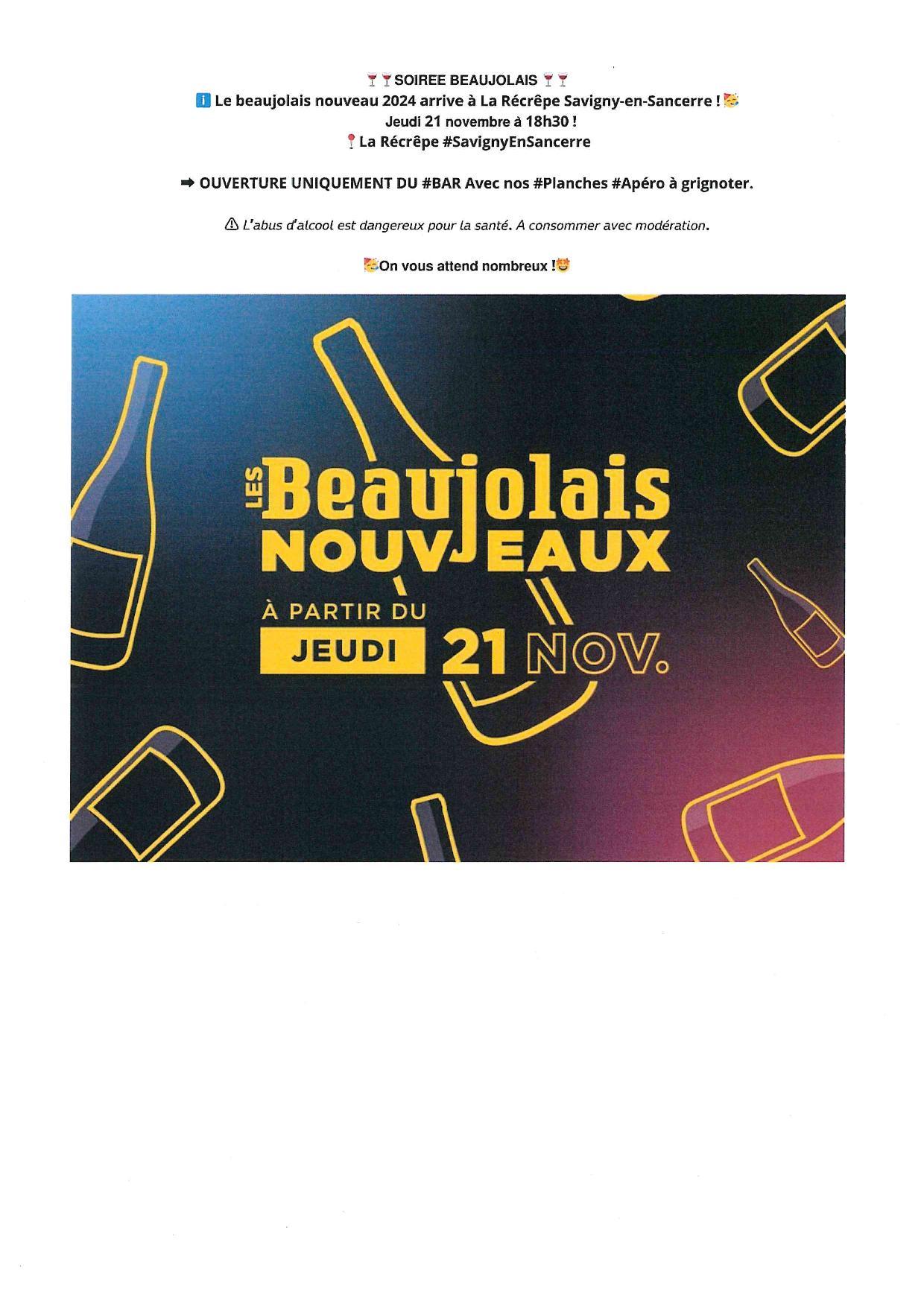 soir&eacute;e Beaujolais nouveau